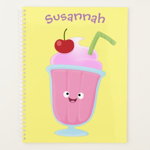 Cute strawberry ice cream sundae cartoon planner