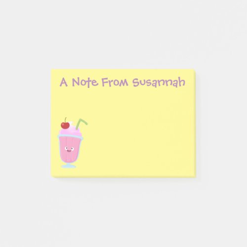 Cute strawberry ice cream sundae cartoon post_it notes