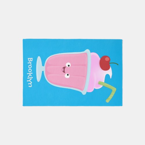 Cute strawberry ice cream sundae cartoon rug