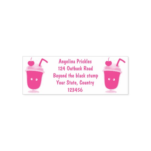 Cute strawberry ice cream sundae cartoon self_inking stamp