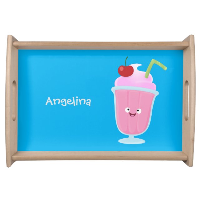 Cute strawberry ice cream sundae cartoon serving tray (Front)
