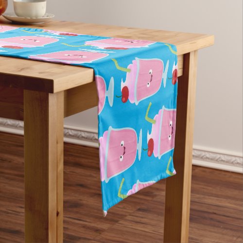 Cute strawberry ice cream sundae cartoon short table runner