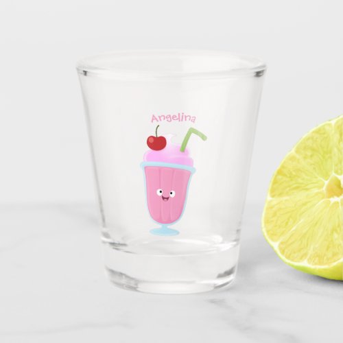 Cute strawberry ice cream sundae cartoon shot glass