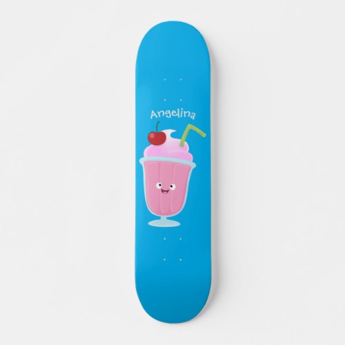 Cute strawberry ice cream sundae cartoon skateboard