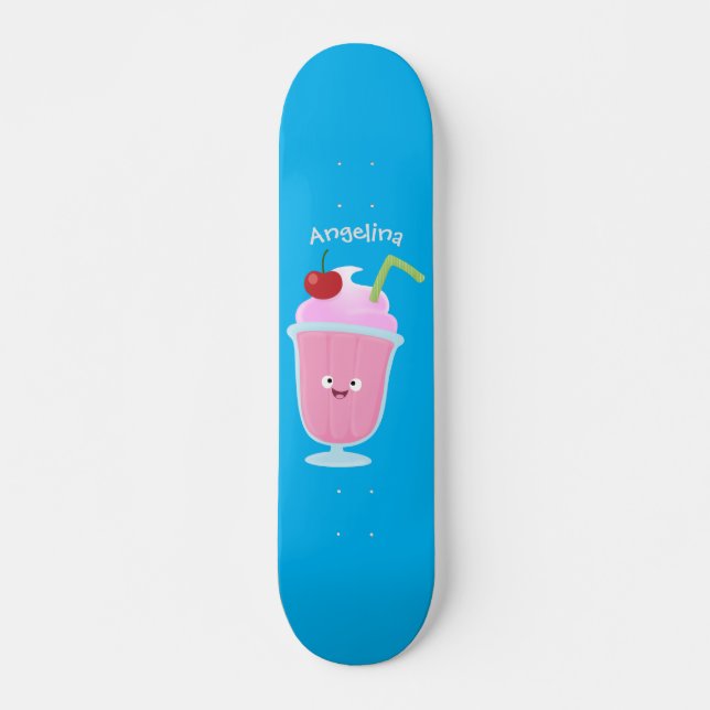 Cute strawberry ice cream sundae cartoon skateboard (Front)