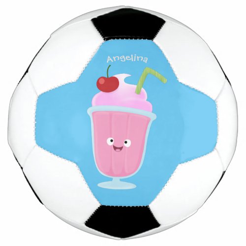 Cute strawberry ice cream sundae cartoon soccer ball