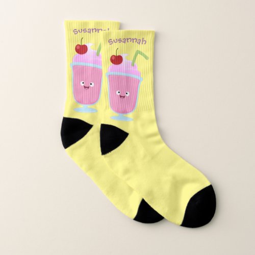 Cute strawberry ice cream sundae cartoon socks