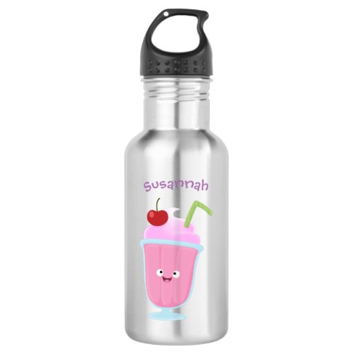 Cute strawberry ice cream sundae cartoon stainless steel water bottle