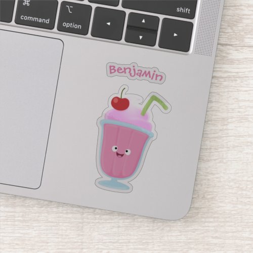 Cute strawberry ice cream sundae cartoon sticker