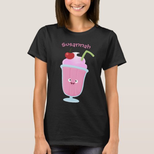 Cute strawberry ice cream sundae cartoon T_Shirt