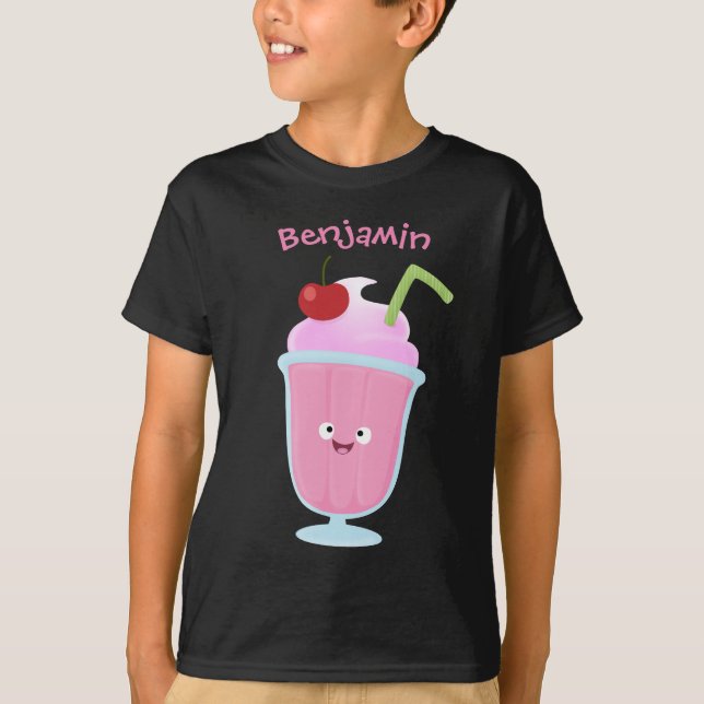 Cute strawberry ice cream sundae cartoon T-Shirt (Front)
