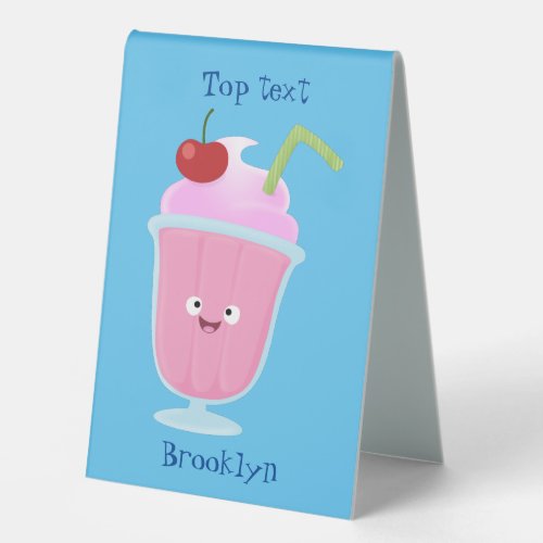 Cute strawberry ice cream sundae cartoon table tent sign