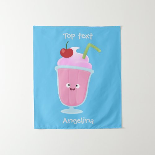 Cute strawberry ice cream sundae cartoon  tapestry