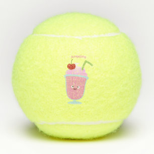 Cute strawberry ice cream sundae cartoon tennis balls