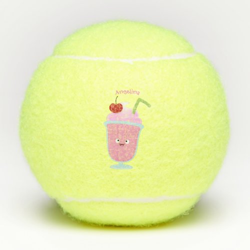 Cute strawberry ice cream sundae cartoon tennis balls