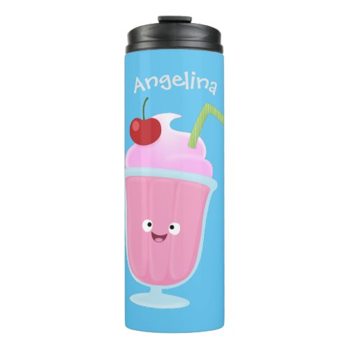 Cute strawberry ice cream sundae cartoon thermal tumbler