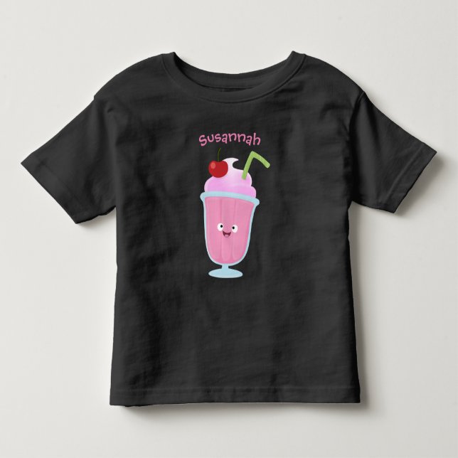 Cute strawberry ice cream sundae cartoon toddler t-shirt (Front)