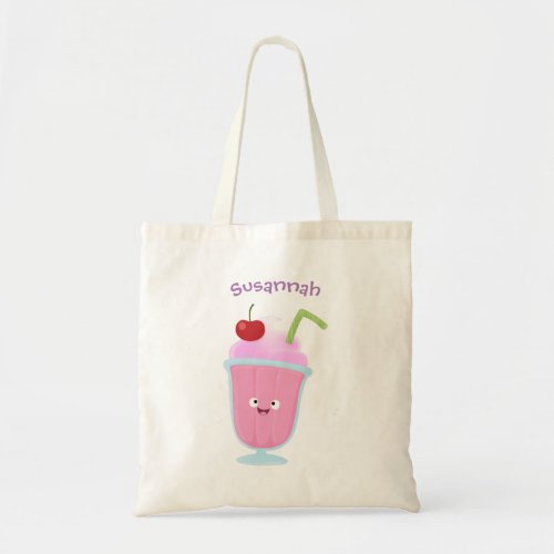 Cute strawberry ice cream sundae cartoon tote bag