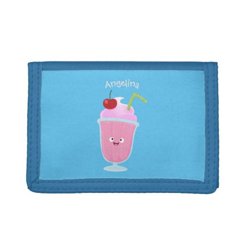 Cute strawberry ice cream sundae cartoon trifold wallet