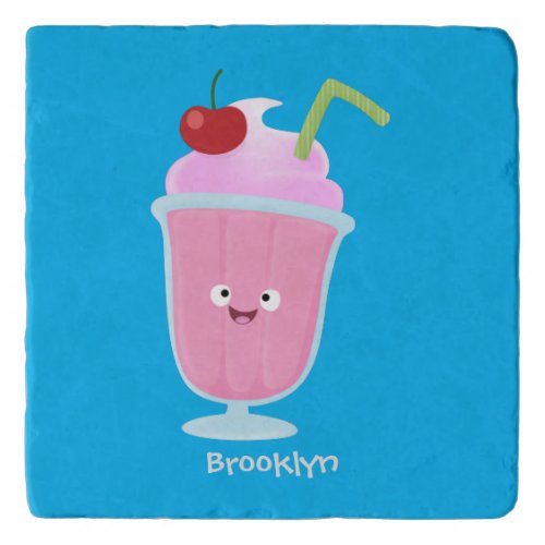 Cute strawberry ice cream sundae cartoon trivet