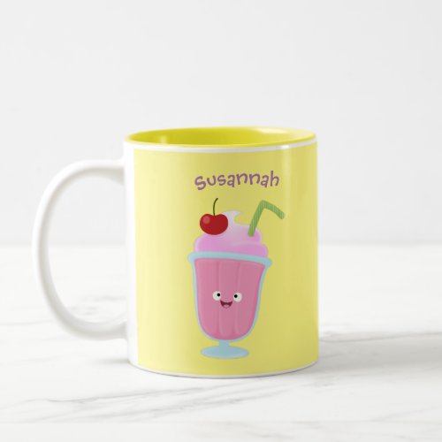 Cute strawberry ice cream sundae cartoon Two_Tone coffee mug