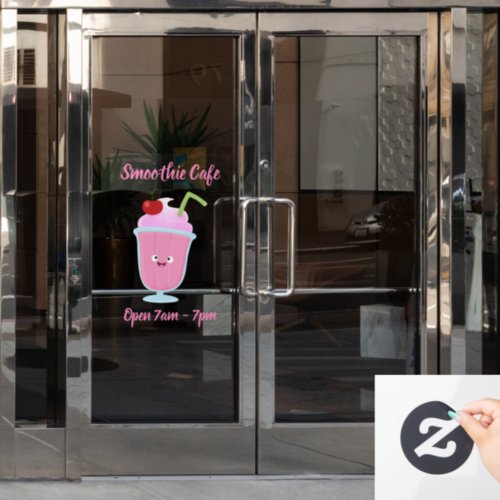 Cute strawberry ice cream sundae cartoon window cling