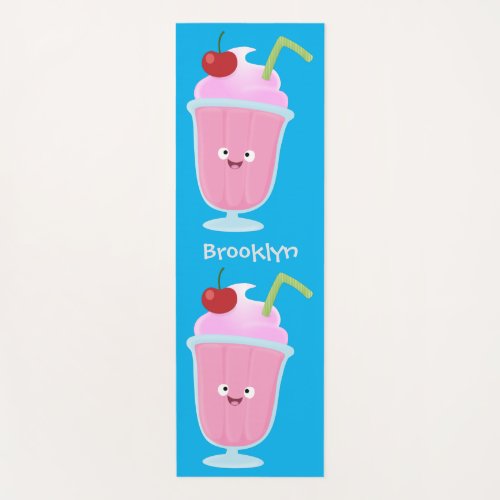 Cute strawberry ice cream sundae cartoon yoga mat