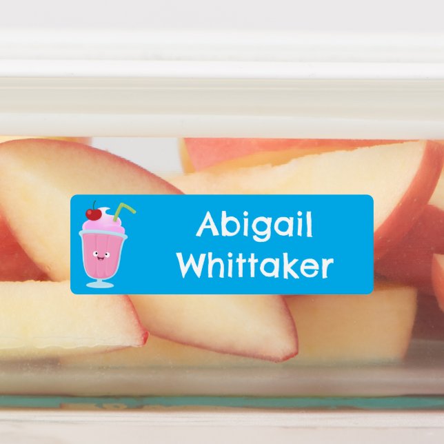 Cute strawberry ice cream sundae personalized labels (Affixed)