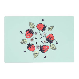 Cute Strawberry Kawaii Fruit Placemat