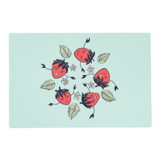 Cute Strawberry Kawaii Fruit Placemat