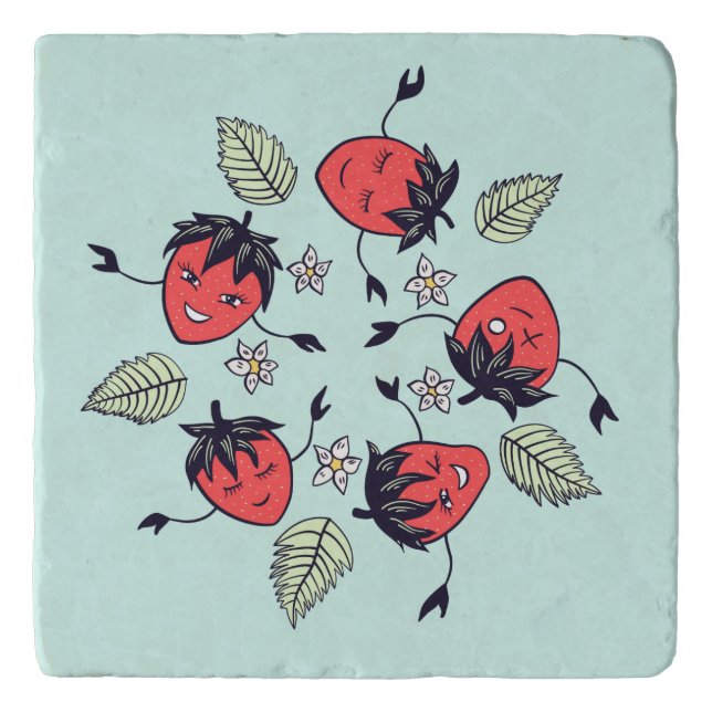 Cute Strawberry Kawaii Fruit Trivet (Front)