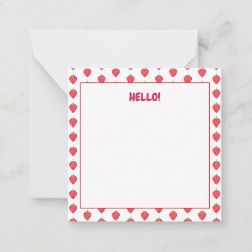 Cute Strawberry Kawaii Lover Aesthetic Pattern Note Card