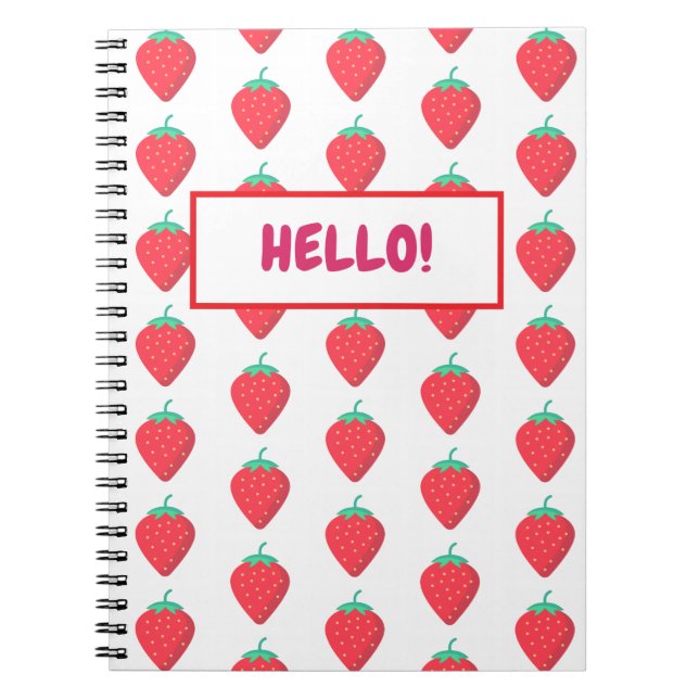 Cute Strawberry Kawaii Lover Aesthetic Pattern Notebook (Front)