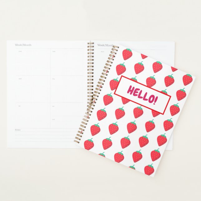 Cute Strawberry Kawaii Lover Aesthetic Pattern Planner (Display)
