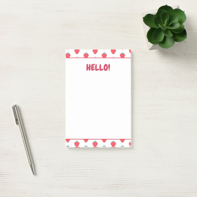 Cute Strawberry Kawaii Lover Aesthetic Pattern Post-it Notes (Office)