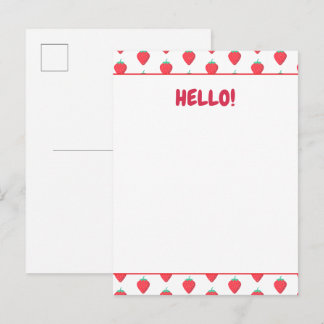 Cute Strawberry Kawaii Lover Aesthetic Pattern Postcard