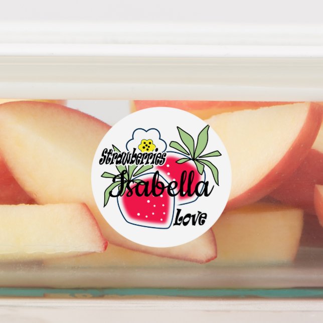 Cute strawberry label, cute, elegant, strawberry, kids' labels (Affixed)