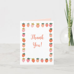 Cute Strawberry Letterpress Thank You Card