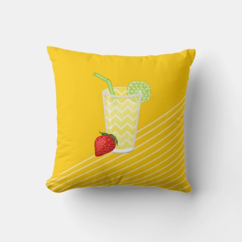 Cute Strawberry Limeade Juicy Drink Throw Pillow