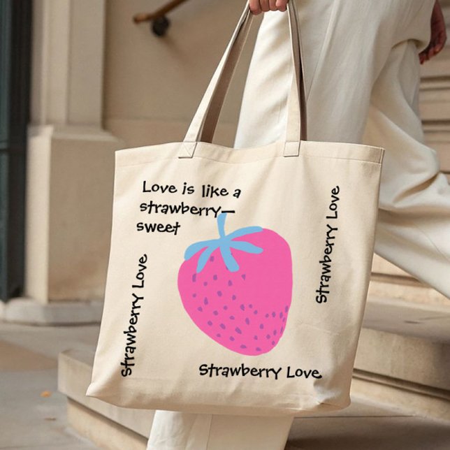 Cute Strawberry Love – Valentine’s Day Tote Bag (Creator Uploaded)