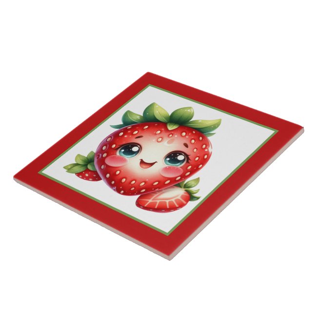 Cute strawberry lovers kitchen ceramic tile (Side)