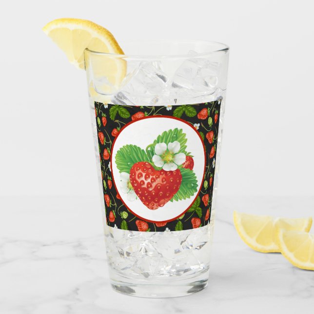 cute strawberry lovers kitchen glass (Front Ice)