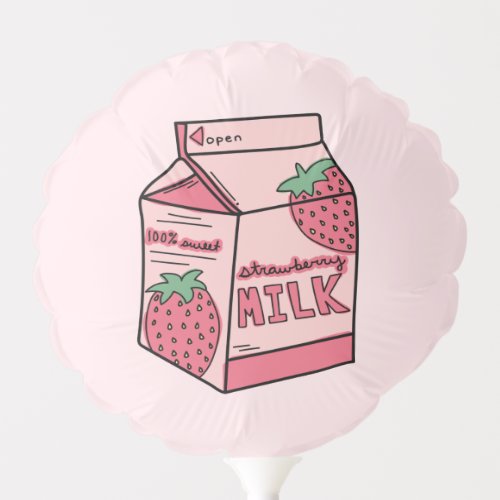 Cute Strawberry Milk Birthday Party Balloon
