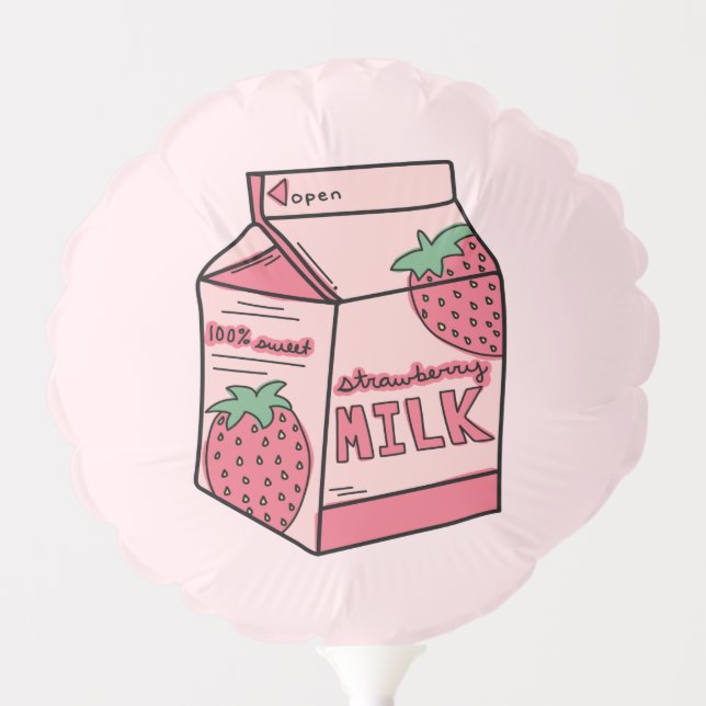 Cute Strawberry Milk Birthday Party Balloon (Front)