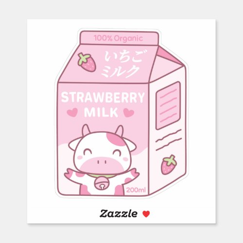 Cute Strawberry Milk Carton Box Sticker