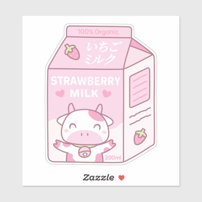Cute Strawberry Milk Carton Box Sticker (Sheet)