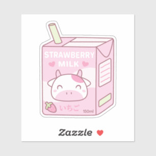 Cute Strawberry Milk Packet Doodle Sticker