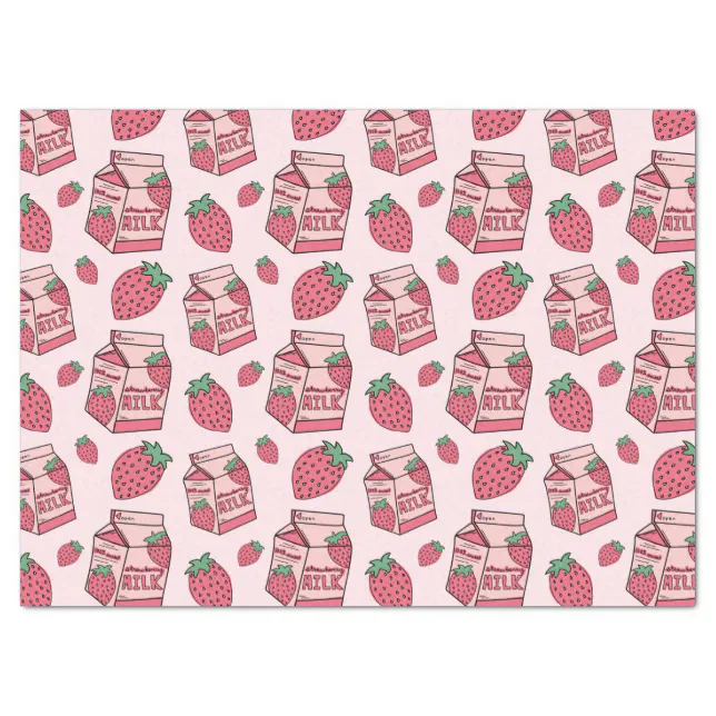 Cute Strawberry Milk Pattern Tissue Paper