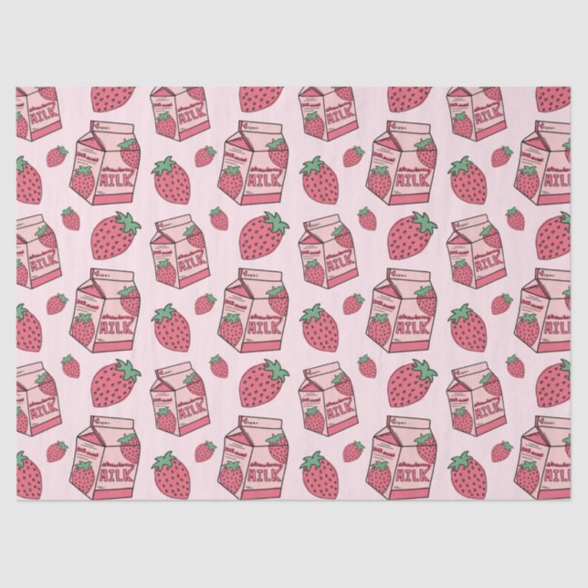 Cute Strawberry Milk Pattern Tissue Paper (Front)