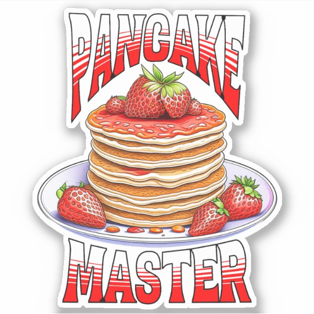 Cute Strawberry Pancakes Foodie Sticker (Front)